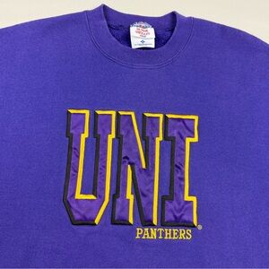 Vtg UNI Northern Iowa Panthers Mens Crewneck Sweatshirt Large 90s Made in USA B3